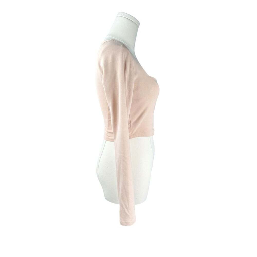 Zara Women Light Tan Ribbed Knit Square Neck Cropped Casual Top Size M - Picture 2 of 5